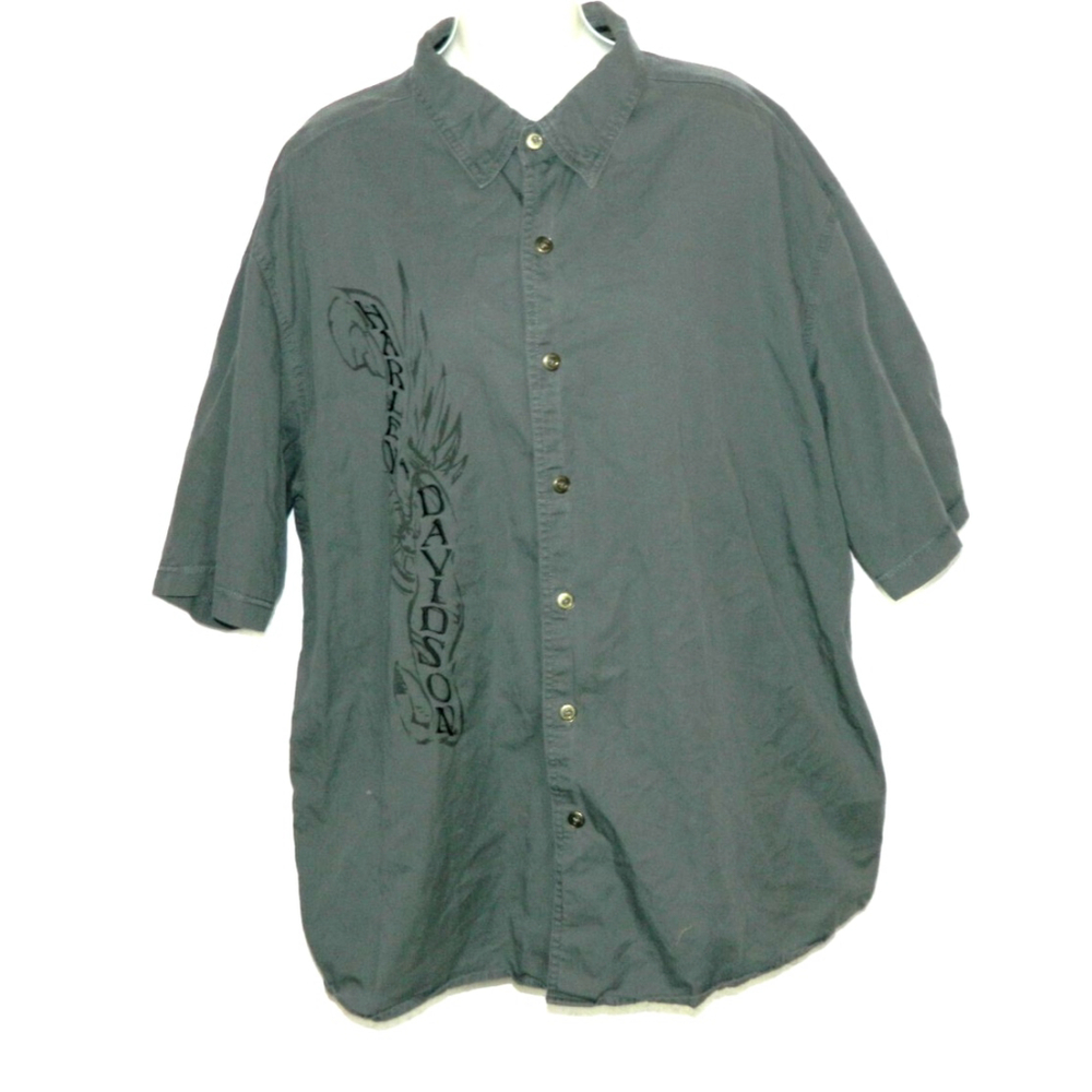 Harley Davidson’s Shirt Men’s Size XX-Large Gray Button Down Short Sleeve